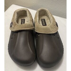 Crocs Brown  Faux Fur Clogs Shoes Mens size 11
